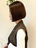 ミロア 薬院(miroa)&nbsp;ブラウンカラー　髪質改善　ワンレンボブ　30代　艶カラー