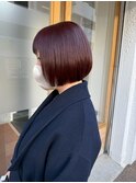 ピンクブラウン×グラデーションボブ