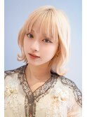 大人可愛い20代30代40代黒髪前下がりひし形小顔ボブ