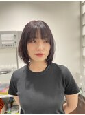 10代20代ボブ/顔まわりレイヤー／グレージュ/透明感