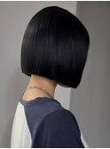20代30代/縮毛矯正/切りっぱなし/黒髪ボブ/ぱつっとボブ