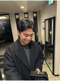 メンズカット×再現性パーマ×ネイビーブラック×ダークトーン