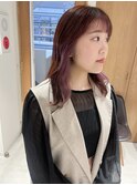 "久保田"インナーカラーラベンダーピンクレッドブラウン