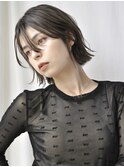 外はねボブ/切りっぱなし/シースルーバング/ブリーチなし/渋谷