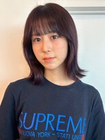 パーク 福岡天神西通り店(parc)&nbsp;外ハネボブ　ダークバイオレッド　ブリーチなしカラー　顔周り