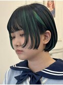 ダブルカラーミルクティーベージュカラーケアブリーチ韓国ボブ