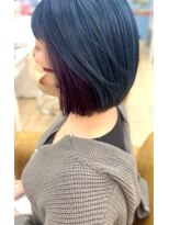 シャルティア(SHALLTIA)&nbsp;ネイビーブルーボブ【山口市美容室】【山口市ハイトーン】