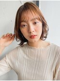 結べるボブ美髪ワンカールゆる巻きパーマ艶ブラウン