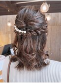 お呼ばれヘア/ハーフアップ/アレンジ/ヘアセット/福井