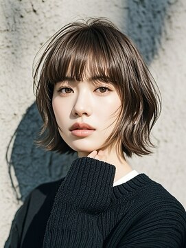 エイチ ウルフカット 大阪梅田(811) 外ハネボブ40代タッセルボブグラデーションカラーヘアカラー