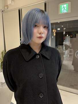 ステラ ヘア デザイン サロン(STELLA hair design salon) クリアブルー×切りっぱなしボブ【浅野】