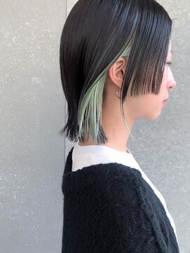 ロンド 表参道店(Lond) Lond表参道【伊杏】ウルフ インナーカラー 爽やかライトグリーン