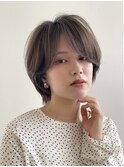 30代40代おすすめヘア 丸みショート 前髪長め ブラウン カラー