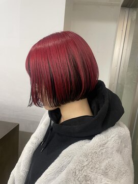 レコ 渋谷(LECO) レッドのアンブレラカラーボブ