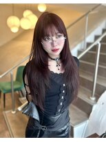 アオ(ao.)&nbsp;ワインレッド/レイヤー/シアーカラー/姫カット/セミディ