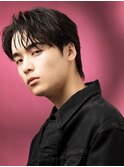 韓国ヘアカルマパーマコンマバングセンターパート黒髪ウルフ