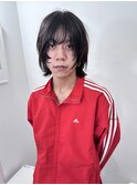 メンズ黒髪ボブウルフレイヤー