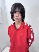 メンズ黒髪ボブウルフレイヤー