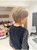 小顔ショートボブカラー大人ショートボブひし形ショート/北千住