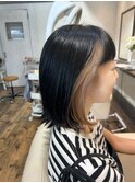 前髪あり外ハネボブ/20代30代40代/抜きっぱなしインナーカラー