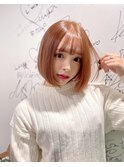 韓国風ショートボブ+キャラメルカラー♪代表朝長