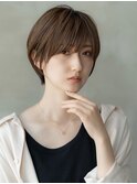 大人可愛い20代30代40代前下がり小顔丸みショートボブ