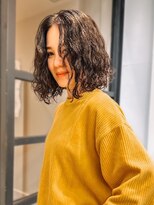 ヴヴ(Bub)&nbsp;wave perm/センターパート　ボブパーマ　ベージュ