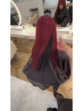 リアン 上尾店(Rien) レッド×ブラック/韓国カラー/垢抜け/デザインカラー/