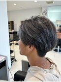 シルバーメッシュ×センターパート
