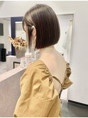 大人ショートボブ暗髪アッシュ艶カラー酸性ストレート