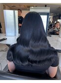 縮毛矯正.レイヤーカット.ブルーブラック.髪質改善. 黒髪