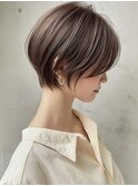 xカット//ホワイトグレージュ/レイヤーカット/チェリーブラウン