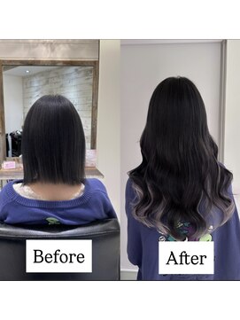 リゼル シブヤ(RISEL SHIBUYA) エクステ80本でロングヘア＋インナーホワイト