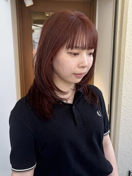 ラミエ バイ メルト 吉祥寺(lamie by melt) 小川/ブリーチなしwカラーオレンジレッドミディアムレイヤー小顔