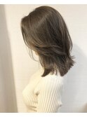 __アッシュブラウン×艶髪ミディ×りんご幹細胞トリートメント
