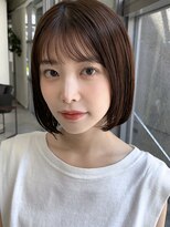 メゾンアクア 表参道(Maison ACQUA)&nbsp;＋切りっぱなしボブルフ／黒髪ネビージュ/小顔ワンレン縮毛矯正