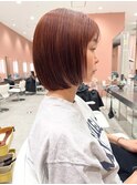 ゆったり前上がりボブ/ハイライト/オレンジ