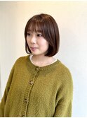 ボブヘア/ナチュラルブラウン/切りっぱなしボブ