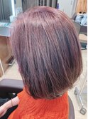 20代30代40代大人可愛いピンクカラーボブスタイル×ハイライト