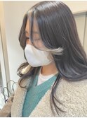 ホワイトベージュ  インナーカラーとフェイスフレーミング