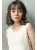 大人かわいい前髪セシルカットココアブラウンフリンジウェーブ