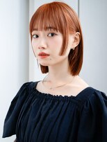 エインアンリー 表参道(AIN.ANLY.)&nbsp;ぱっつん前髪フェイスレイヤーレッドブラウン暖色カラーミニボブ