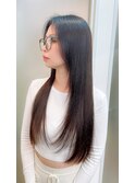 ストレートワンカール&ロングレイヤーカット/色っぽ韓国風ヘア