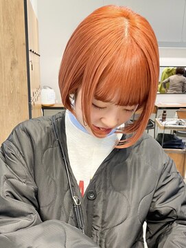 ショートボブ☆ピンクオレンジ