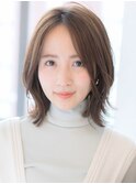30代40代50代大人似合わせミディアムレイヤー艶髪白髪染め