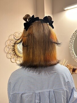 チャプター 問屋町(chapter) 外はねボブペールオレンジケアブリーチミルクティーブラウン