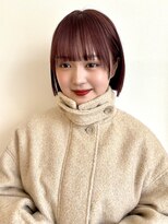 アペロ 柏(Apero)&nbsp;切りっぱなしボブ/チェリーレッド/ダブルカラー/ワイドバング/柏