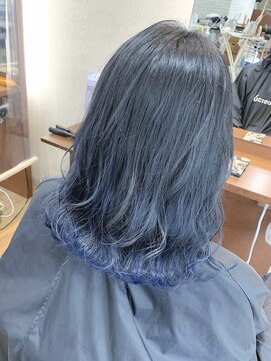 if ブルーブラック×ブルー×裾カラー/グラデーション