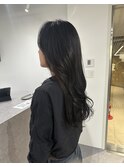 ロングレイヤー/暗髪カラー/顔周りカット