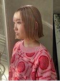 ボブ ブロンド ミルクティーベージュ ブリーチ